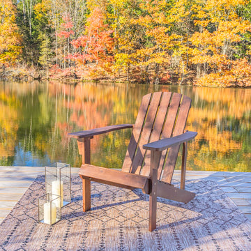 Westport Outdoor Patio Traditional Acacia Wood Adirondack Chair - JONATHAN Y